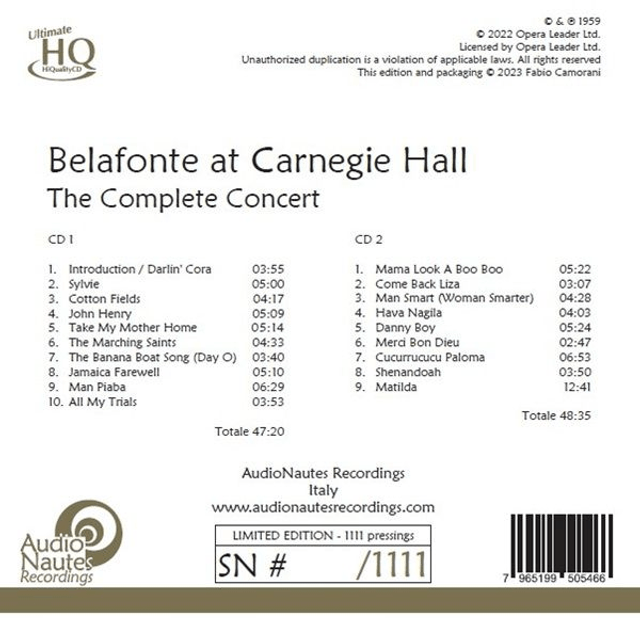 Harry Belafonte - Belafonte at the Carnegie Hall