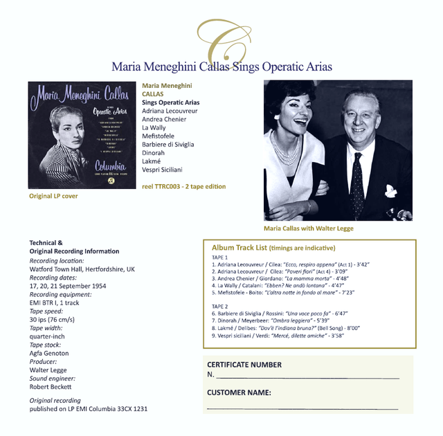 Maria Meneghini Callas - Sings Operatic Arias
